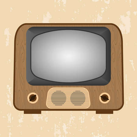 Retro TV set in vintage style. The old TV has a flat design. Retro TV set for animation. vector illustration. Vector.のイラスト素材