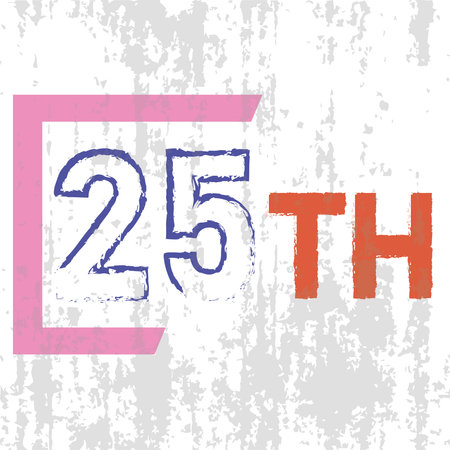 25th anniversary, twenty-fifth birthday, anniversary, round date. background, greeting card. Vector cartoon illustrationのイラスト素材