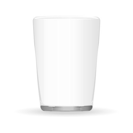 Glass, realistic glass tumbler isolated on white background with shadow. Vector, cartoon illustration. Vector.のイラスト素材