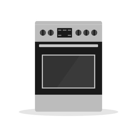 Kitchen stove, kitchen stove icon, realistic kitchen stove isolated on white background. Background image, poster, web banner, vector illustration.のイラスト素材