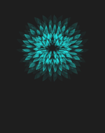 Vector Illustration: Elegant Dark Background for Greeting Cards, Obituary etc. with Floral Motive. Turquoise.のイラスト素材