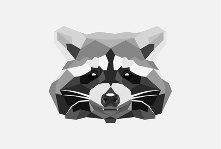 Low Poly Head of a Raccoon isolated on White Background.のイラスト素材