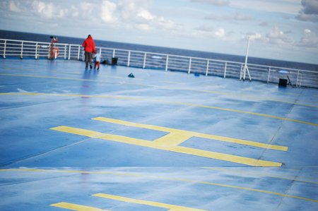 Empty Heliport on the Ferry.の写真素材