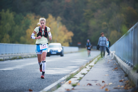 CZECH REPUBLIC, SLAPY, October 2018: Trail Maniacs Run Competition.のeditorial素材