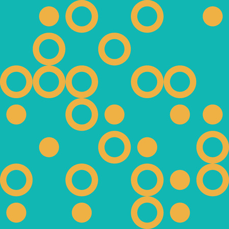 Vector Illustration: Modern Seamless Pattern with Big Yellow Cyrcles on Turquoise Background.のイラスト素材