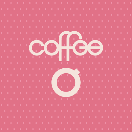 Playful Lettering Coffee with a Simple Stylized Coffee Cup on Pink Dotted Background. Designed for Menus, Coffee Cards, etc.のイラスト素材