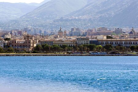 Sicily, Palermo, May 2018. City of Palermo, a view from sea.の写真素材