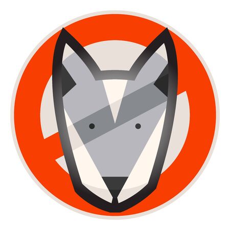 Round label for restaurant etc. with strikethrough dog. No entry with dogs.のイラスト素材