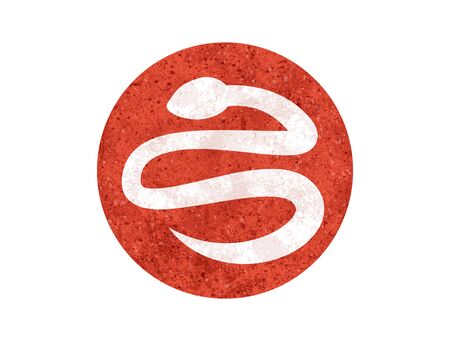 Grunge round symbol with white snake. Vector illustration.