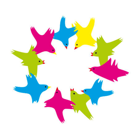 birds flying in a circleのイラスト素材