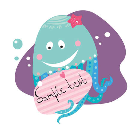 blue  jellyfish with  frame for textのイラスト素材