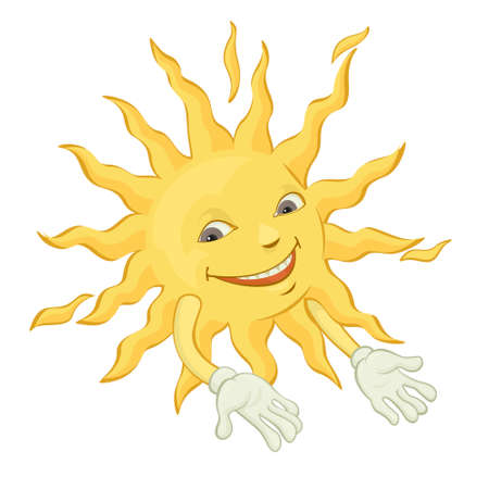 A Happy sun  cartoon character illustrationのイラスト素材