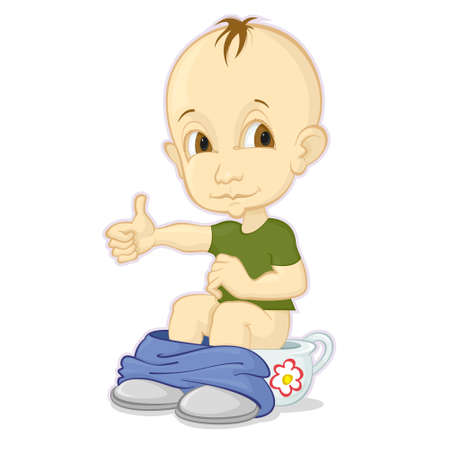 Little boy sitting on a chamber potのイラスト素材