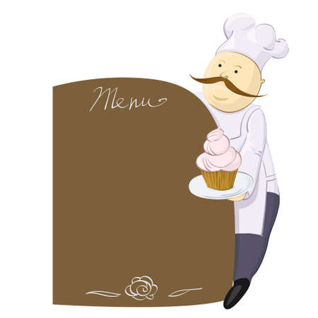 Illustration of cook with menu boardのイラスト素材