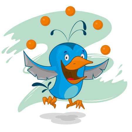 merry bird juggling ballsのイラスト素材