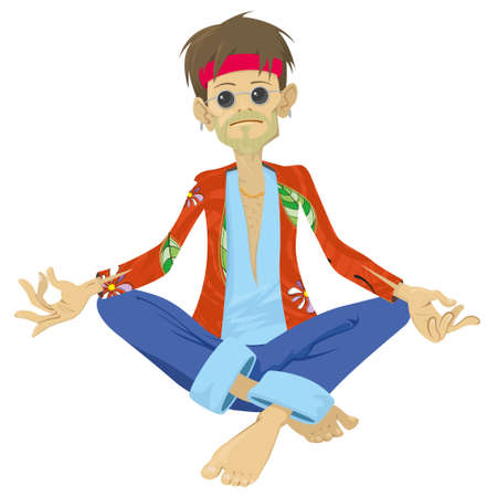 Man in lotus position. Vector illustrationのイラスト素材