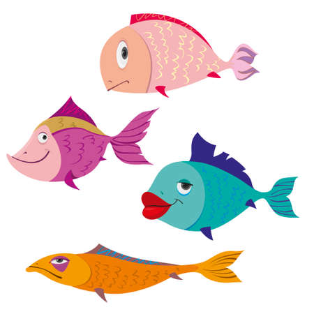 cute fish over white background. vector illustrationのイラスト素材