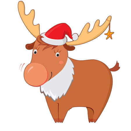 reindeer and Santa hat. vector illustrationのイラスト素材