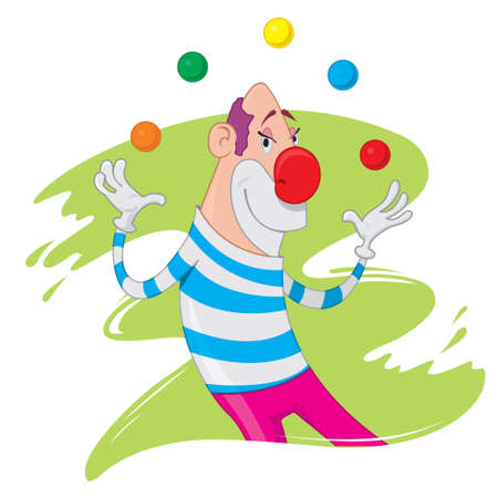 a happy clown juggles ballsのイラスト素材