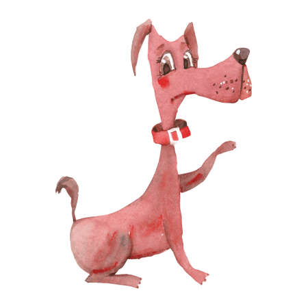 cartoon dog drawing by watercolor, vector illustrationのイラスト素材