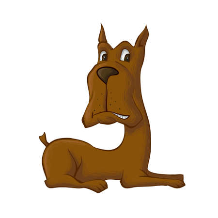 lying dog waits for the ownerのイラスト素材