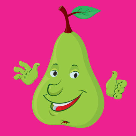 pear shows thumbs up, vector characterのイラスト素材
