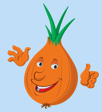 Cartoon onion vegetable character.  Vector illustrationのイラスト素材