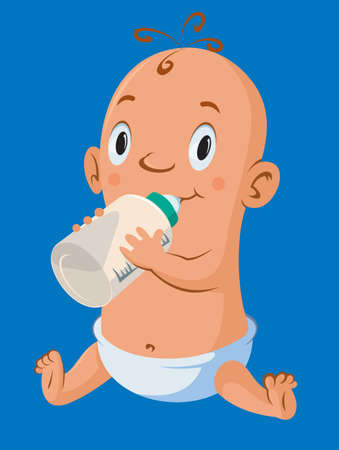 baby with a bottle illustrationのイラスト素材