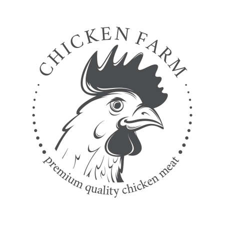 Emblem with Chicken head. Vector Illustration.のイラスト素材
