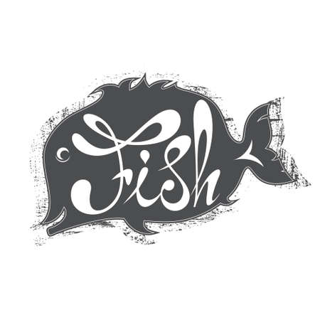 Word inscribed in silhouette fish. Vector illustrationのイラスト素材