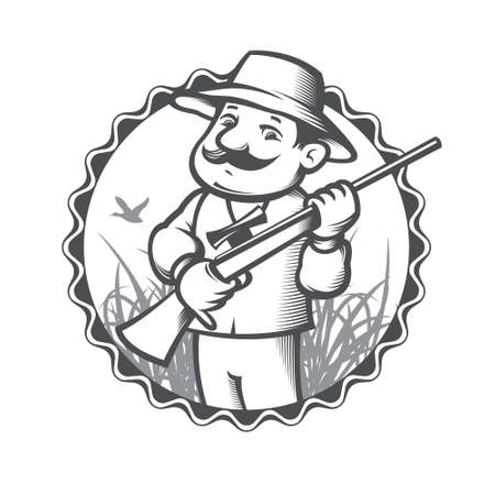 Vector illustration hunter with rifleのイラスト素材