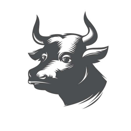 Vector Illustration of black bull headのイラスト素材
