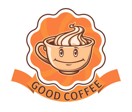 Vector cup of coffee with whipped creamのイラスト素材