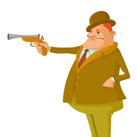 Man in top hat with dueling pistolのイラスト素材