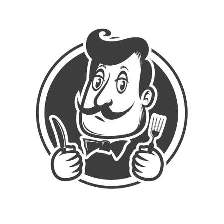 Man with fork and knife icon, restaurant signのイラスト素材