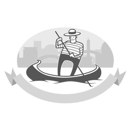 vector illustration of gondola with smiling gondolierのイラスト素材