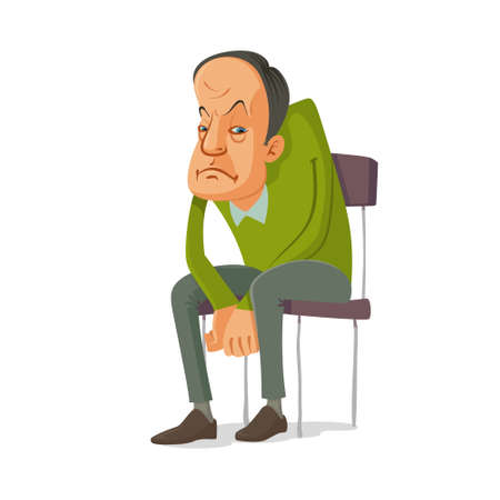 sad man sitting on a chair, cartoonのイラスト素材