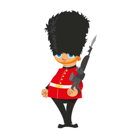 Illustration of a British Royal Guard in red uniformのイラスト素材