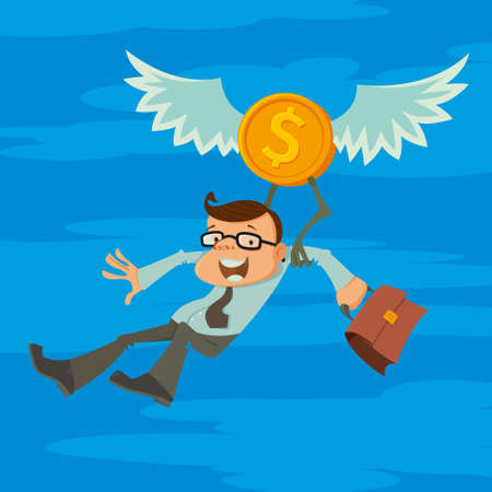 man flying on the wings of financial successのイラスト素材