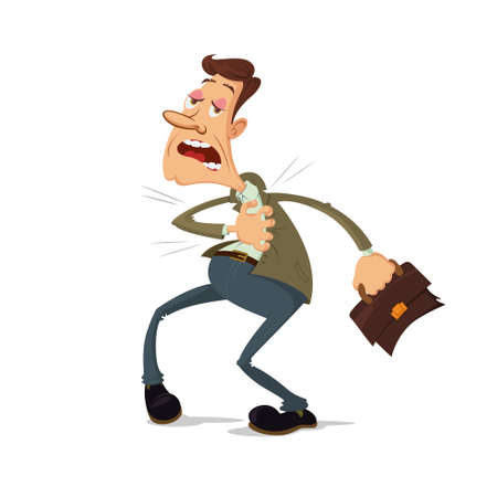Cartoon man has sudden heart attackのイラスト素材