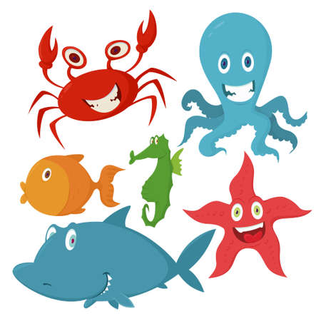 Sea animals setのイラスト素材