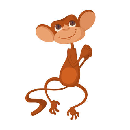 vector illustration of happy cartoon monkey smiling