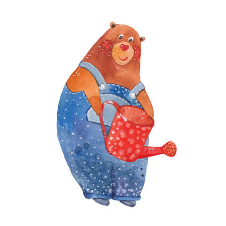 bear with watering canの写真素材