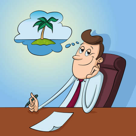 office worker dreamingのイラスト素材