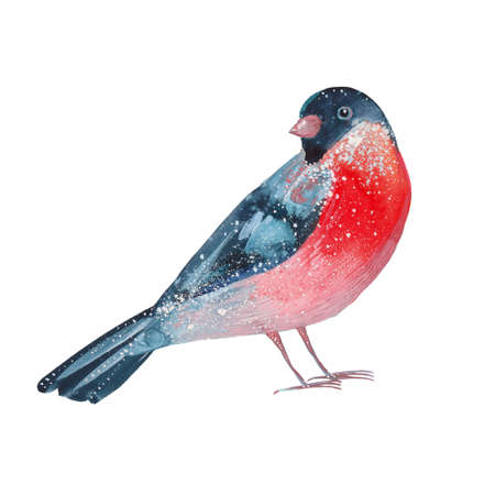 watercolor small bullfinchの写真素材