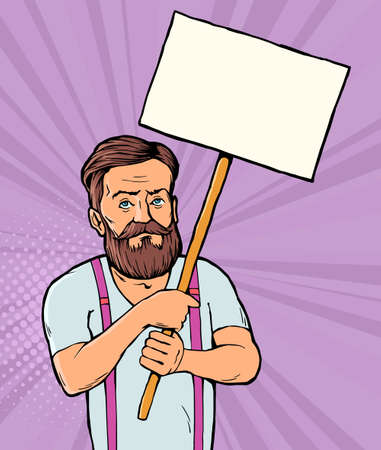 man with blank bannerのイラスト素材