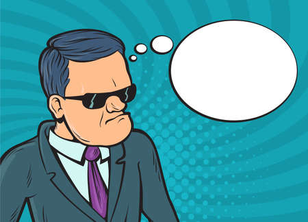 man with a thought bubble retro style illustrationのイラスト素材