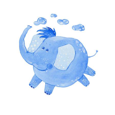 blue watercolor elephantの写真素材