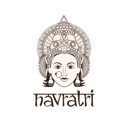 Black and white illustration Of Happy Navratri Celebrationのイラスト素材