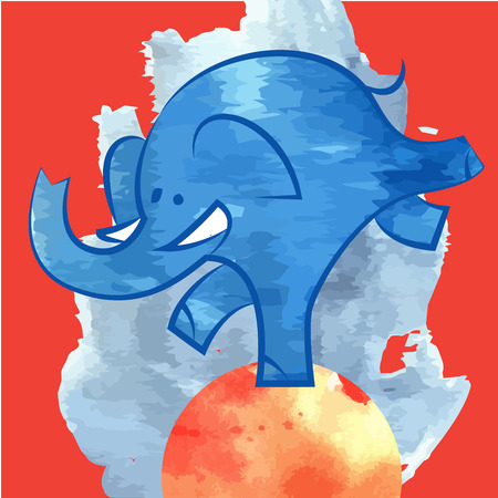 Songkran, Thai New year, water festival isolated on orange background.のイラスト素材